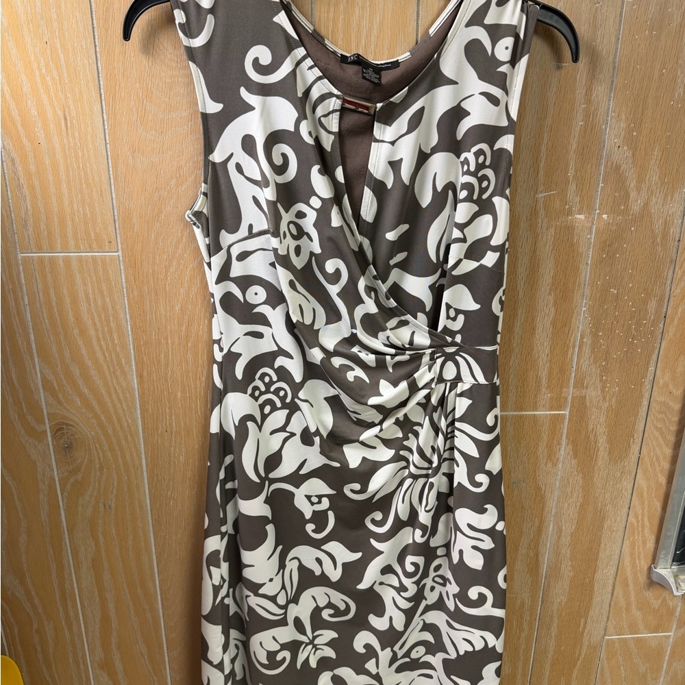 INC International Concepts Brown and Cream Midi Dress